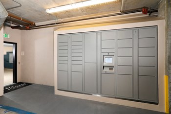 Package lockers at iL Palazzo Apartments in San Diego CA